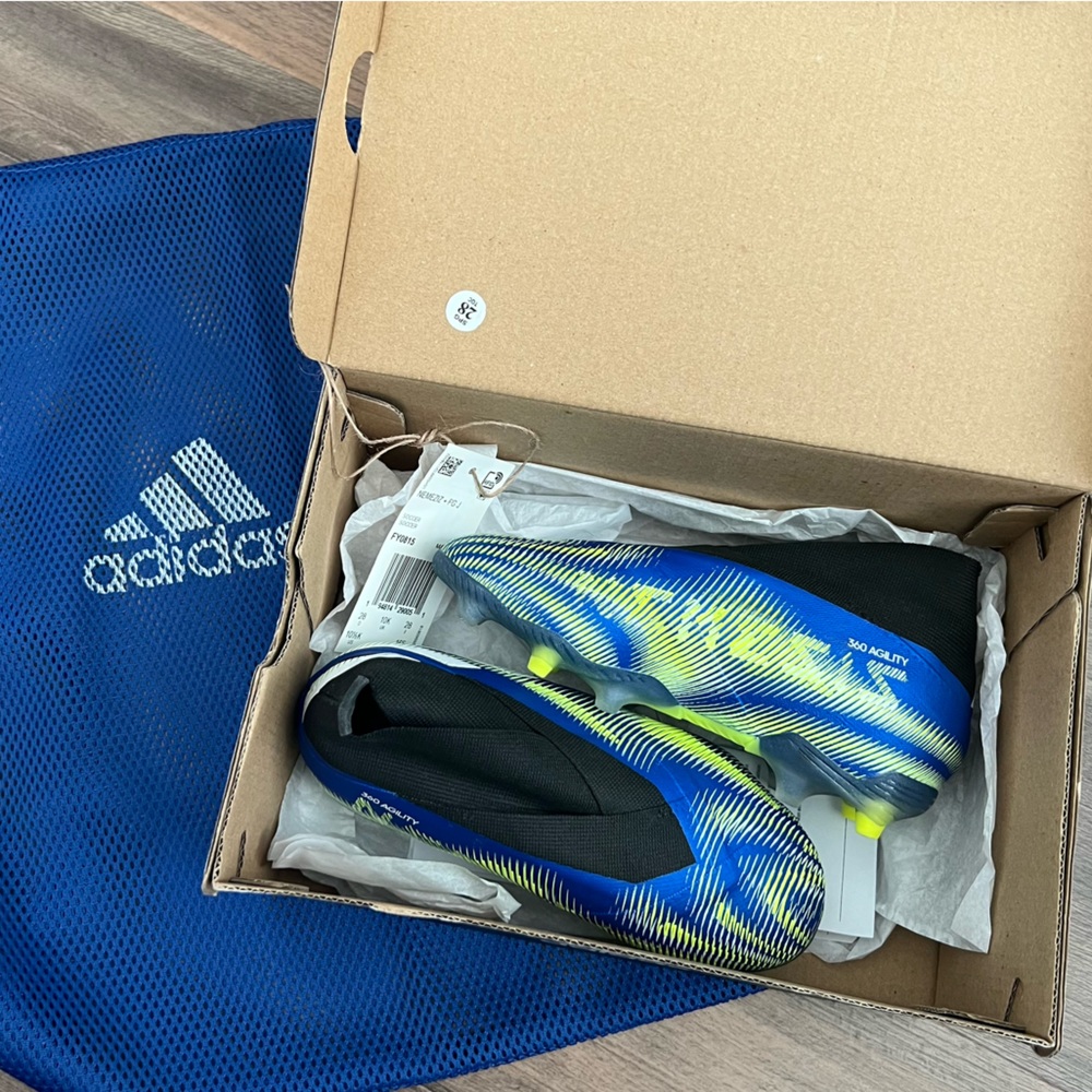 Adidas Kids Nemeziz+ FG Kids Laceless Soccer Cleats Royal Blue & Yellow 10.5K